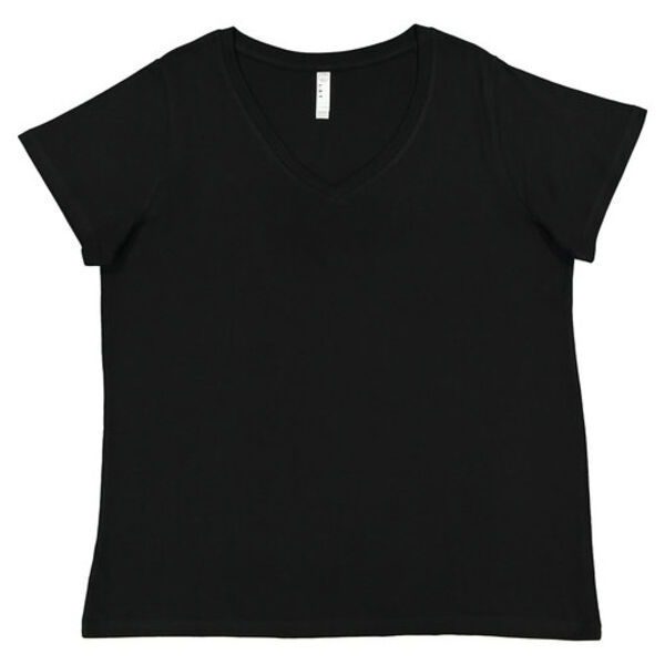 Ladies' Curvy V-Neck Fine Jersey T-Shirt Thumbnail