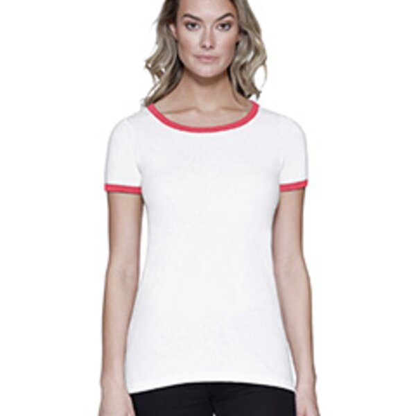 Ladies' CVC Ringer T-Shirt Thumbnail