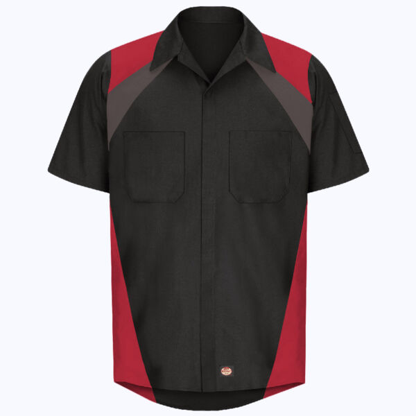 Men's Tri-Color Short Sleeve Shop Shirt Thumbnail