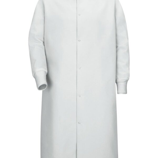 Unisex Gripper-Front Pocketless Butcher Coat With Knit Cuffs Thumbnail