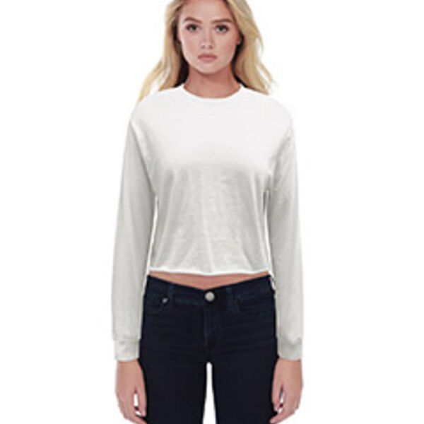 Ladies' Long-Sleeve Crop Boyfriend T-Shirt Thumbnail