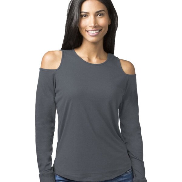 Women's Cold Shoulder Long Sleeve T-Shirt Thumbnail
